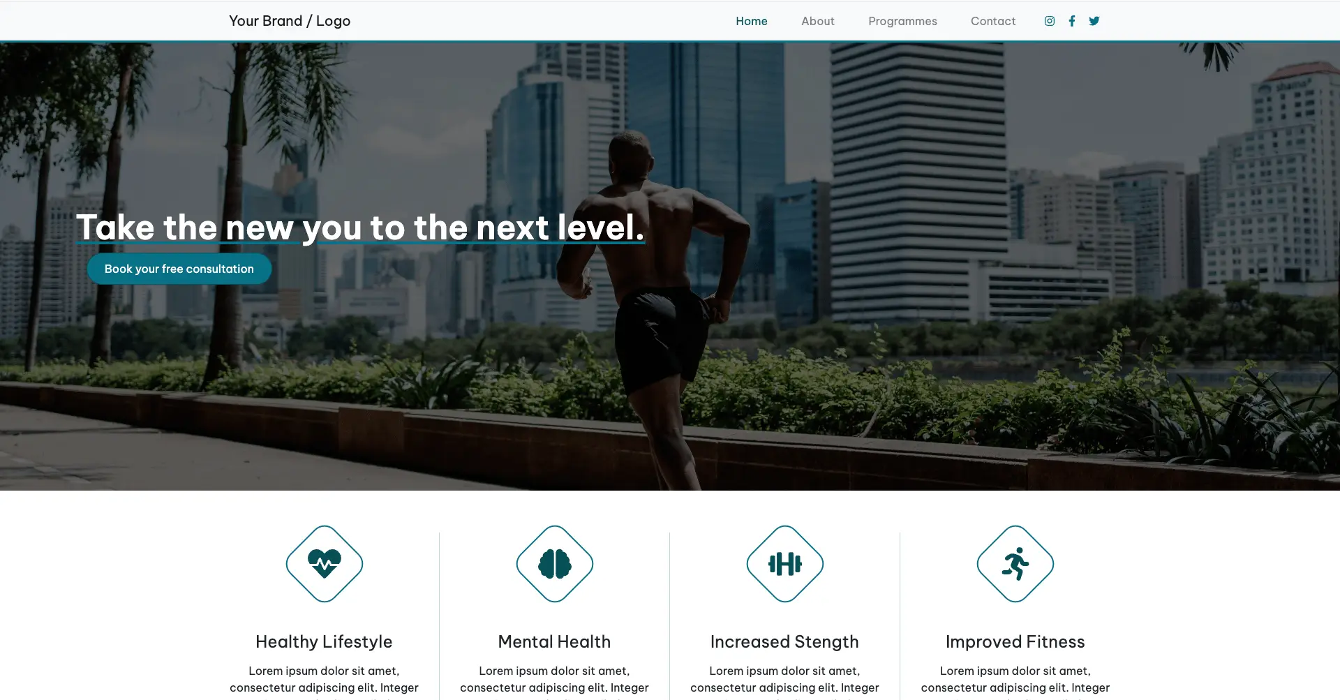 Personal trainer template website screenshot